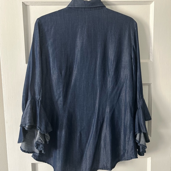 Liverpool denim button down top, S - Picture 3 of 5